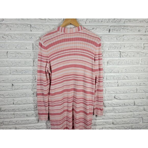 Time Tru Womens Sweater Extra Large Cardigan Pink Stripe Open Duster SWE80E - Picture 7 of 11